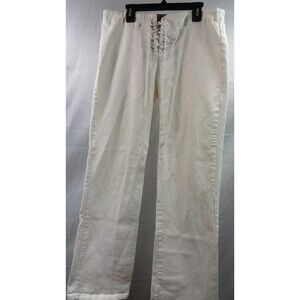 White Front Tie Pants Vintage Y2K 2000s Medium 32"W 29"L